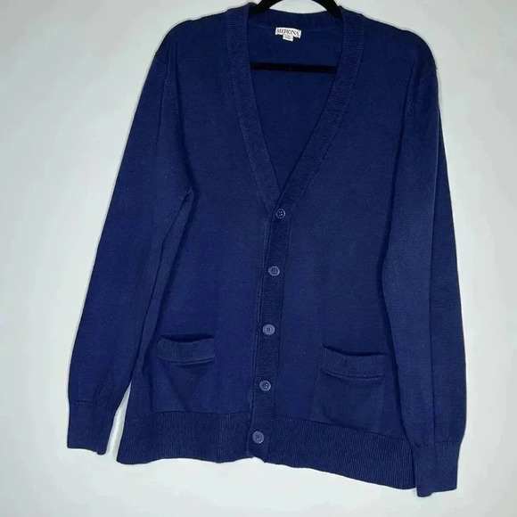Merona Men's Shawl Collar Navy Blue Button Cardigan W/ Pockets - Sz L - Picture 3 of 7